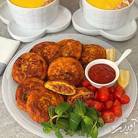 غذا با سیب زمینی و گوشت چرخ کرده،غذا با گوشت چرخ کرده و قارچ و سیب زمینی،غذا با گوشت چرخ کرده و سیب زمینی و پنیر پیتزا